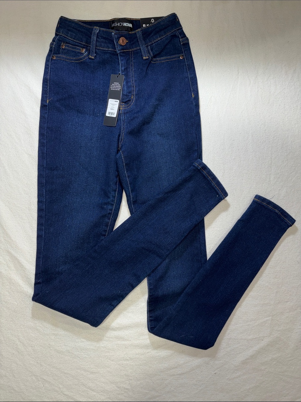 NWT Fashion Nova Dark Wash Classic High Rise Stretch Skinny Jeans Size 0